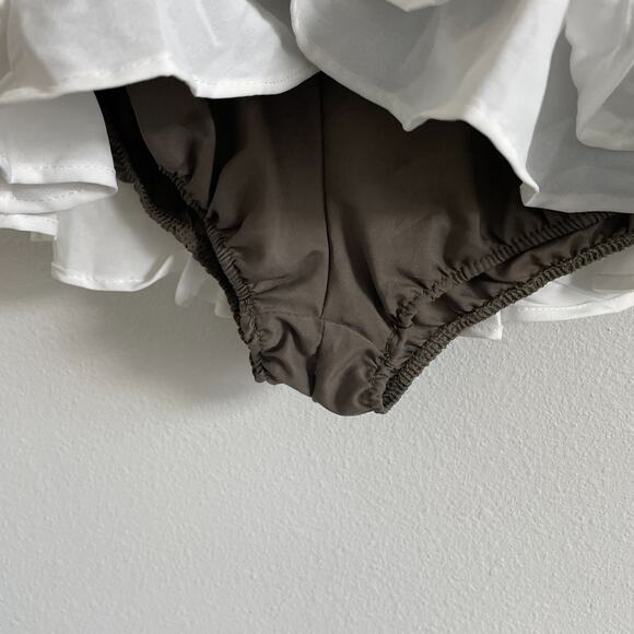 Innovare Denim Dress Olive Green Abilene Ruffle Strapless Corset Mini Coquette - Picture 8 of 8